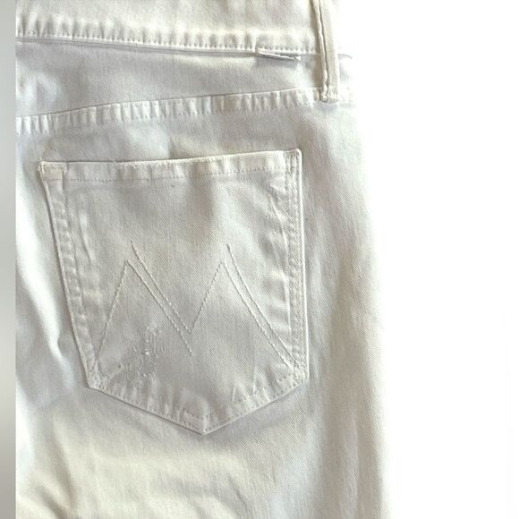 MOTHER White Jeans Size 31 The Drop Out in Broken Glass Straight Leg Crop - Picture 4 of 8